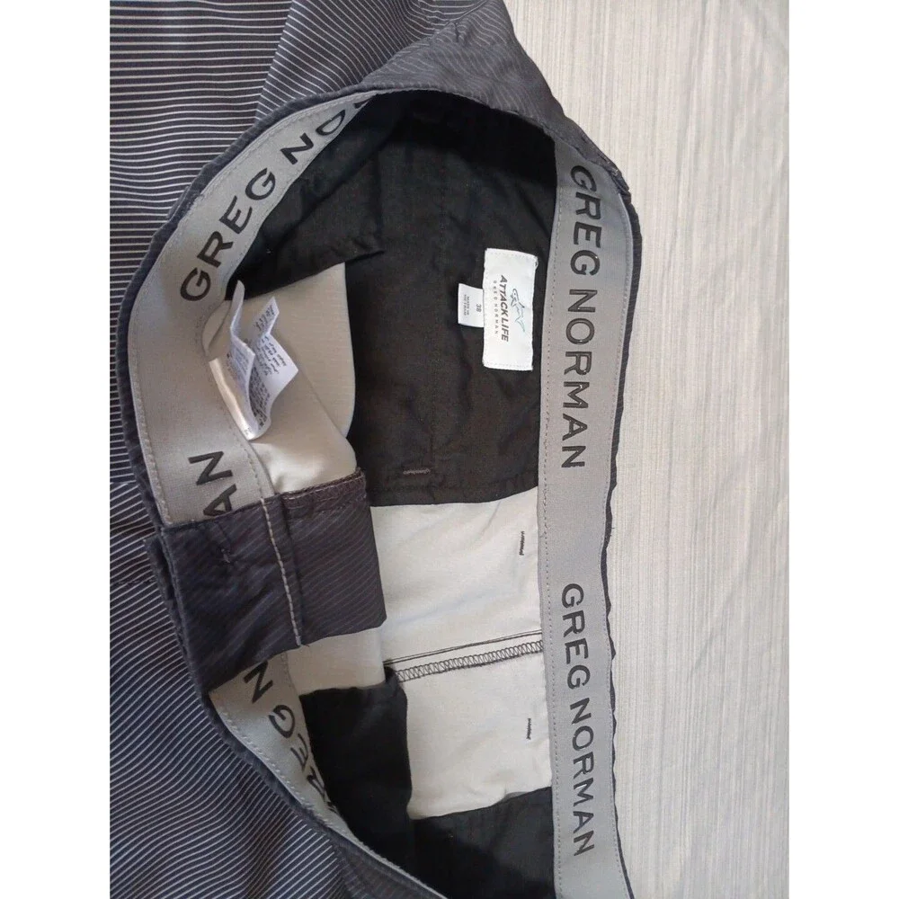 Greg Norman Attack Life Flat Front Golf Shorts Black & White Striped Size 38